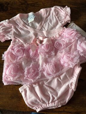 Haute Baby Emma Rose - Baby Pink Floral Ruffle Matching Underwear Set